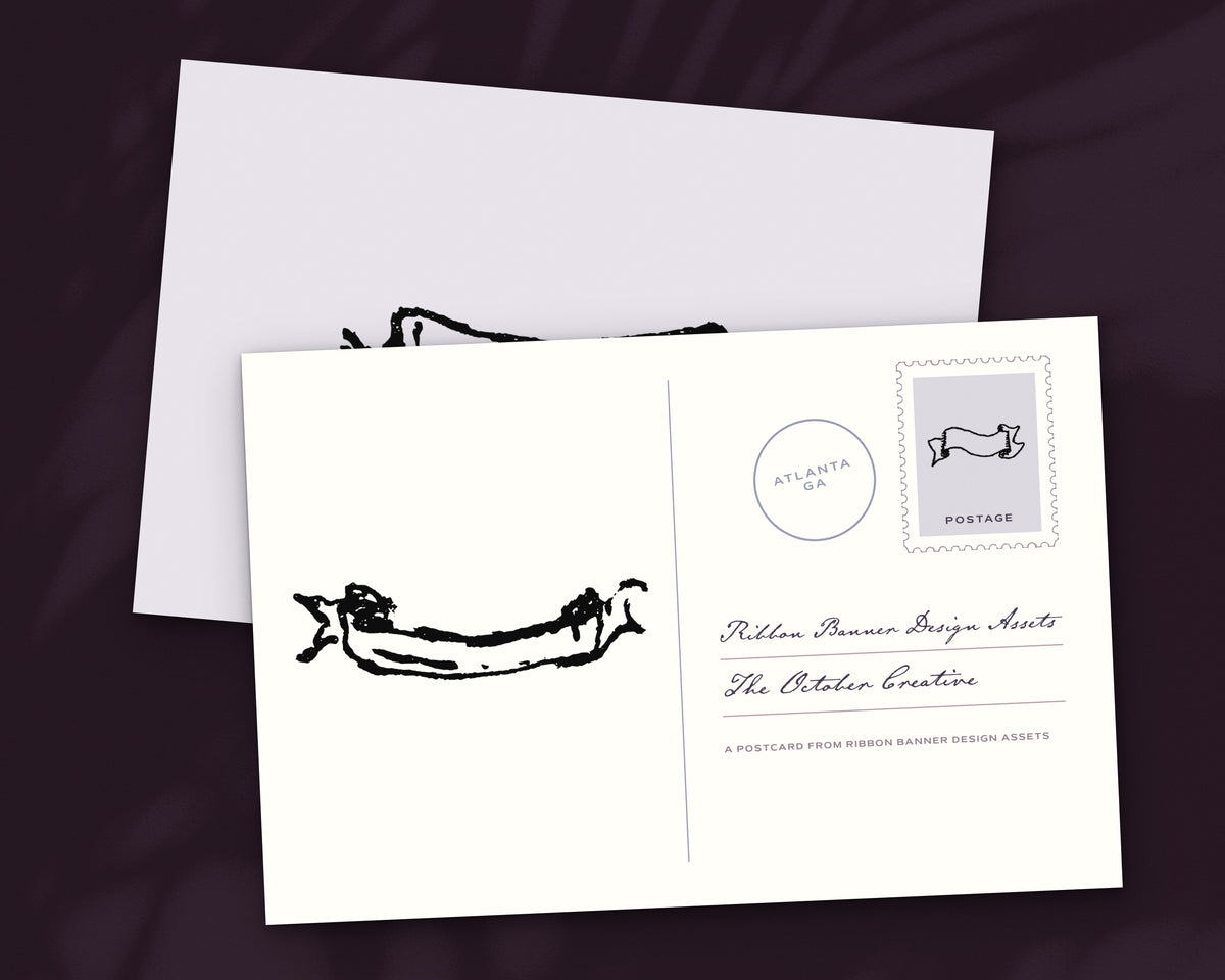 Ribbon Banner Design Assets, postcard