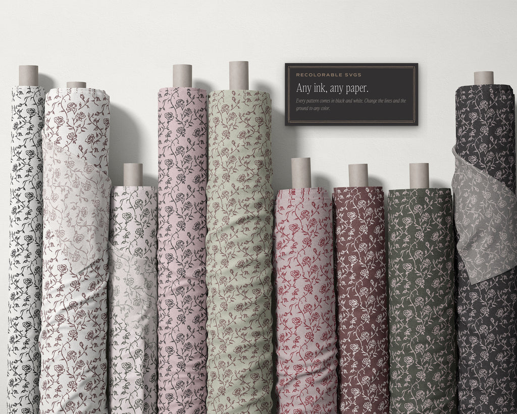 Roses & Florals Seamless Pattern Bundle, any ink, any paper