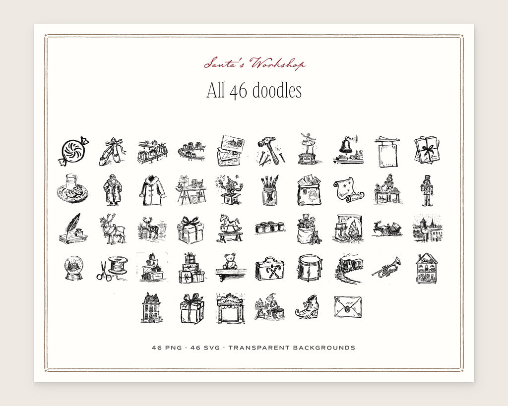 Santa's Workshop Doodle Pack, everything in the set
