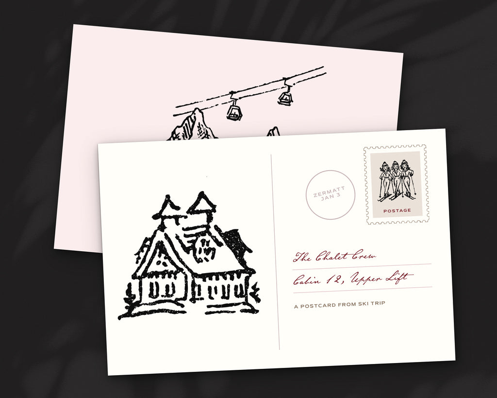 Ski Trip Doodle Pack, postcard