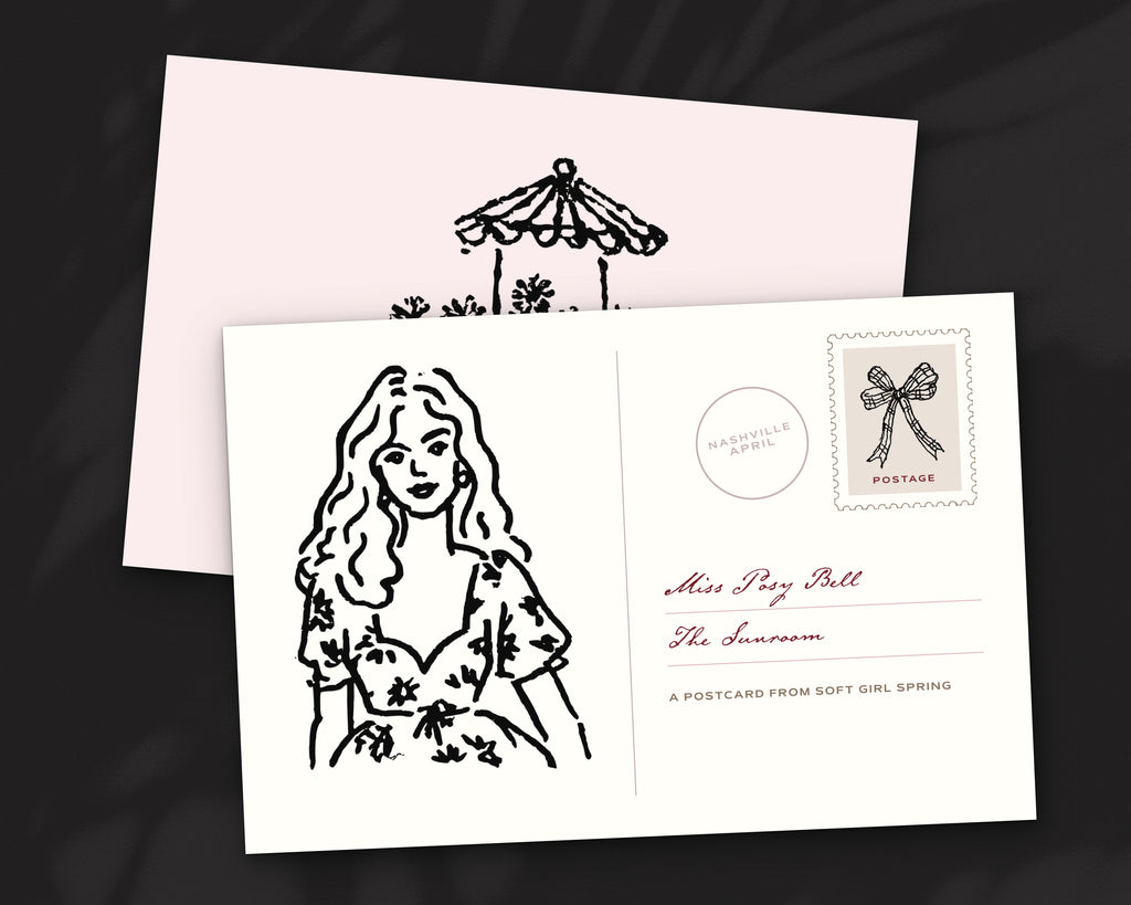 Soft Girl Spring Doodle Pack, postcard