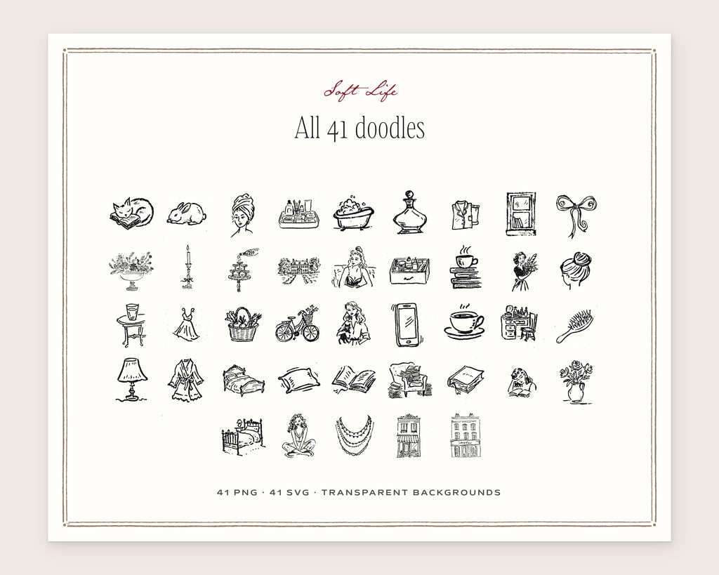 Soft Life Doodle Pack, everything in the set