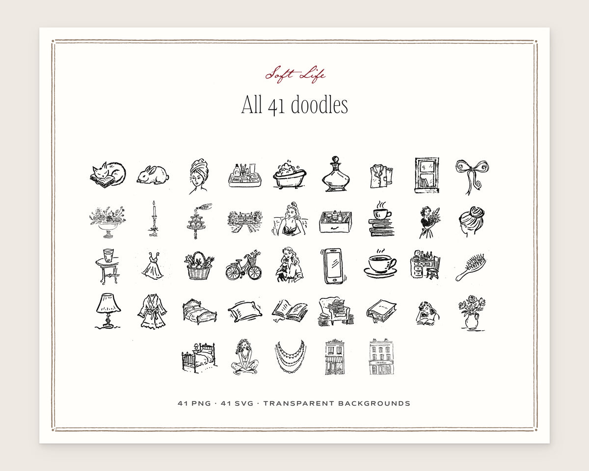Soft Life Doodle Pack, everything in the set