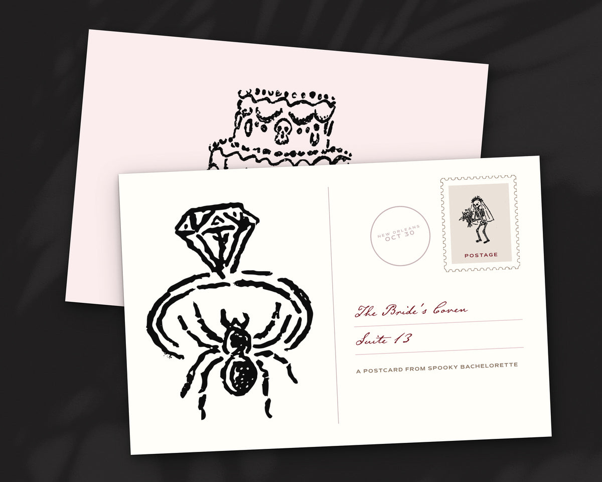Spooky Bachelorette Doodle Pack, postcard