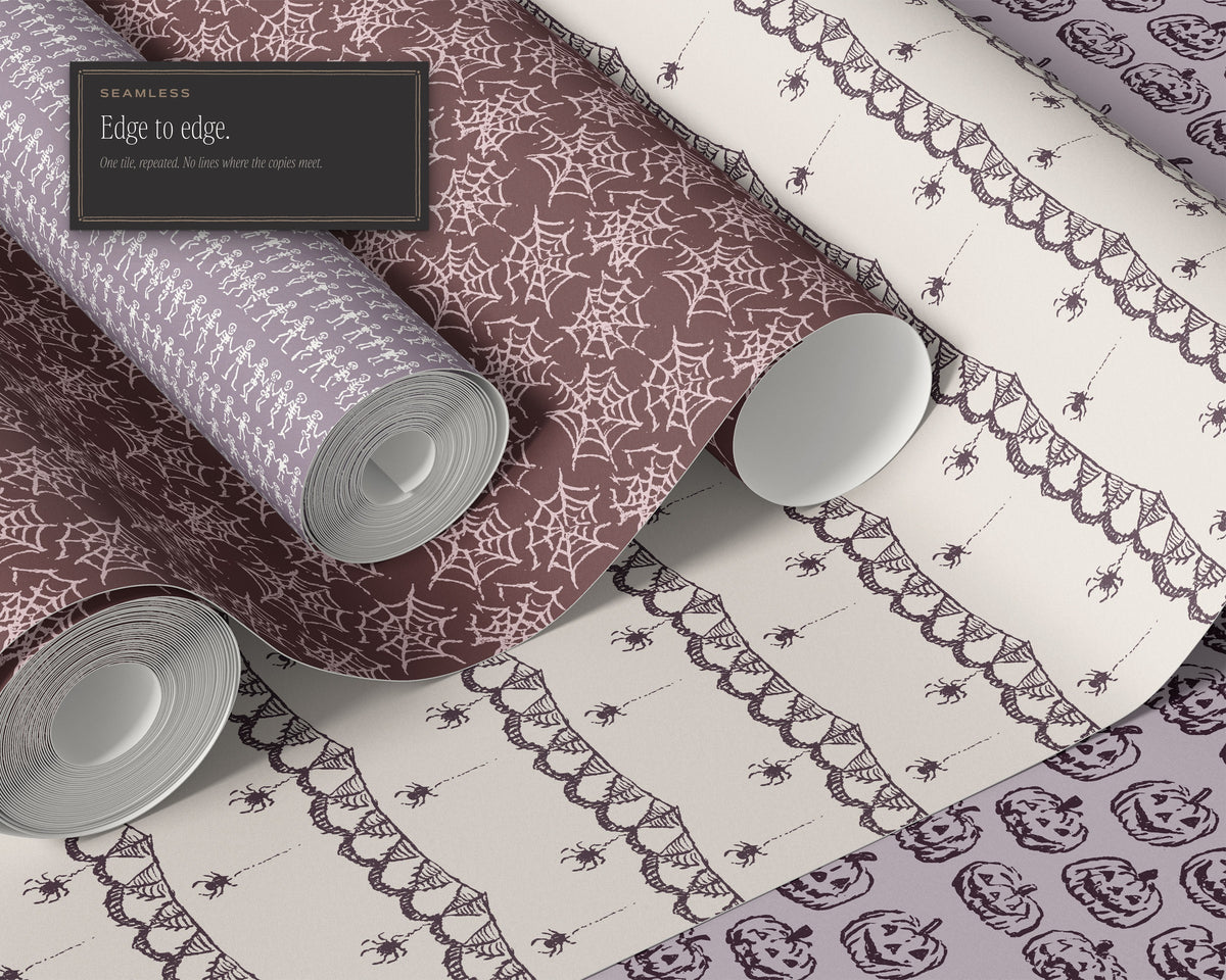 Spooky Seamless Pattern Bundle, edge to edge