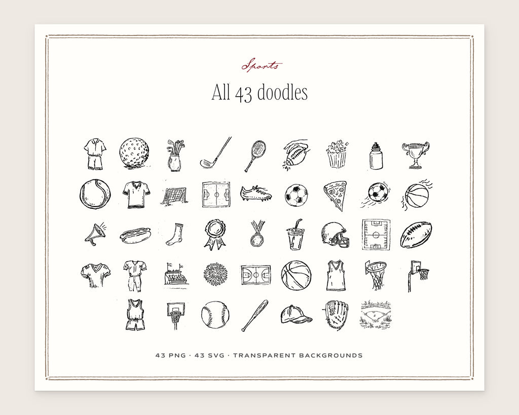 Sports Doodle Pack, everything in the set
