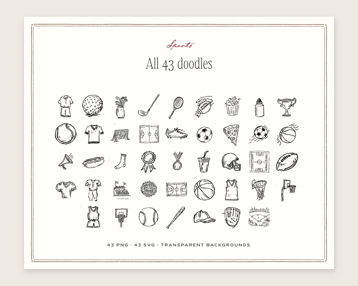 Sports Doodle Pack, everything in the set