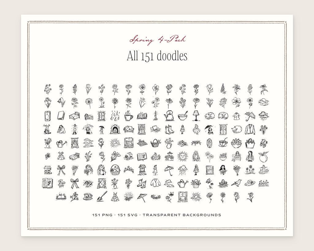 Spring 4-Pack Doodle Bundle, everything in the set