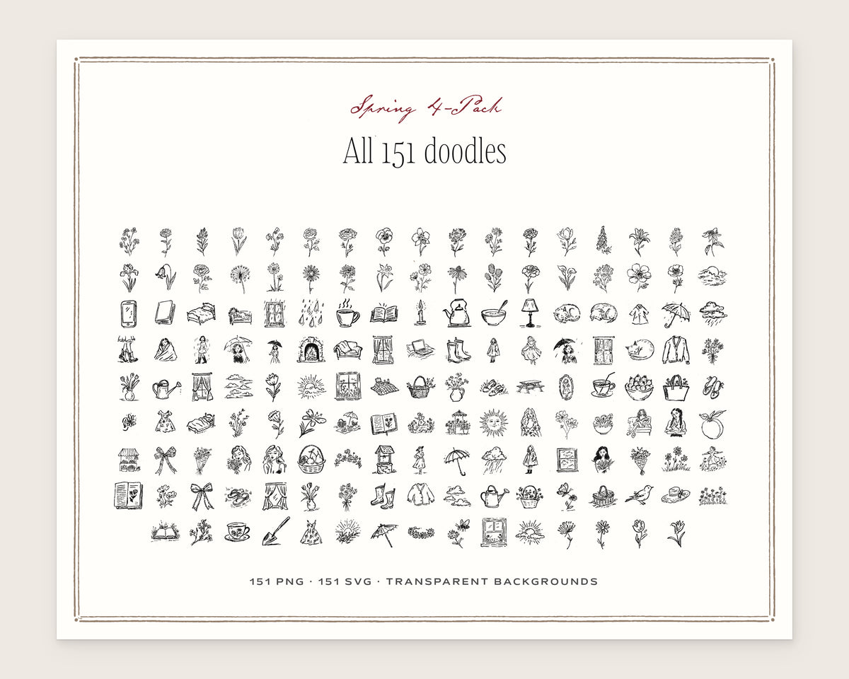 Spring 4-Pack Doodle Bundle, everything in the set