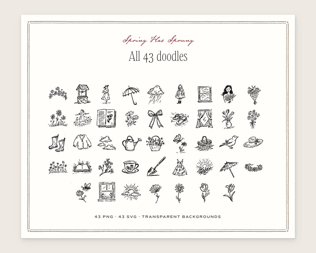 Spring Has Sprung Doodle Pack, everything in the set