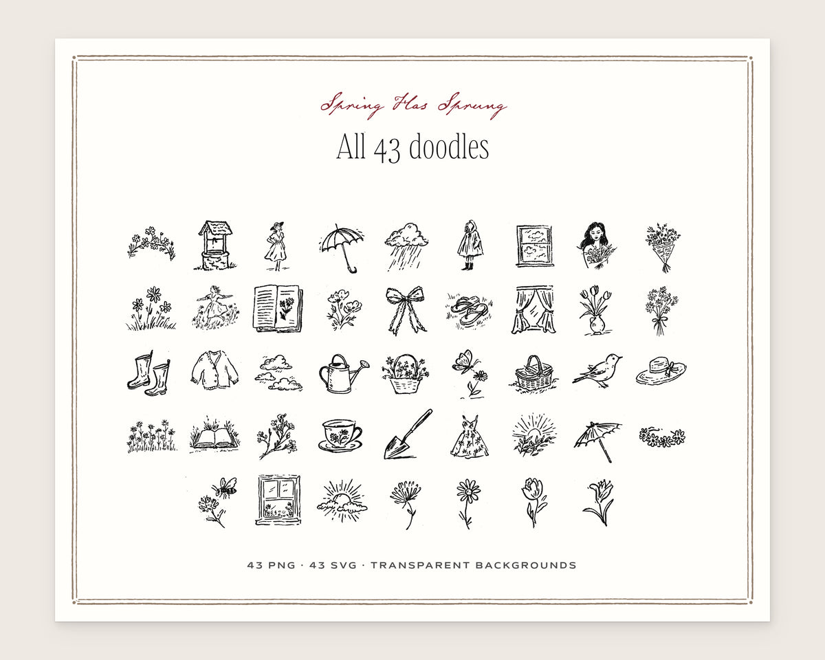 Spring Has Sprung Doodle Pack, everything in the set
