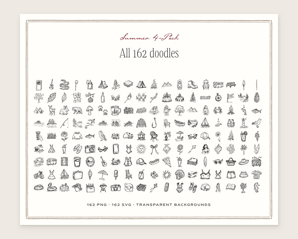 Summer 4-Pack Doodle Bundle, everything in the set