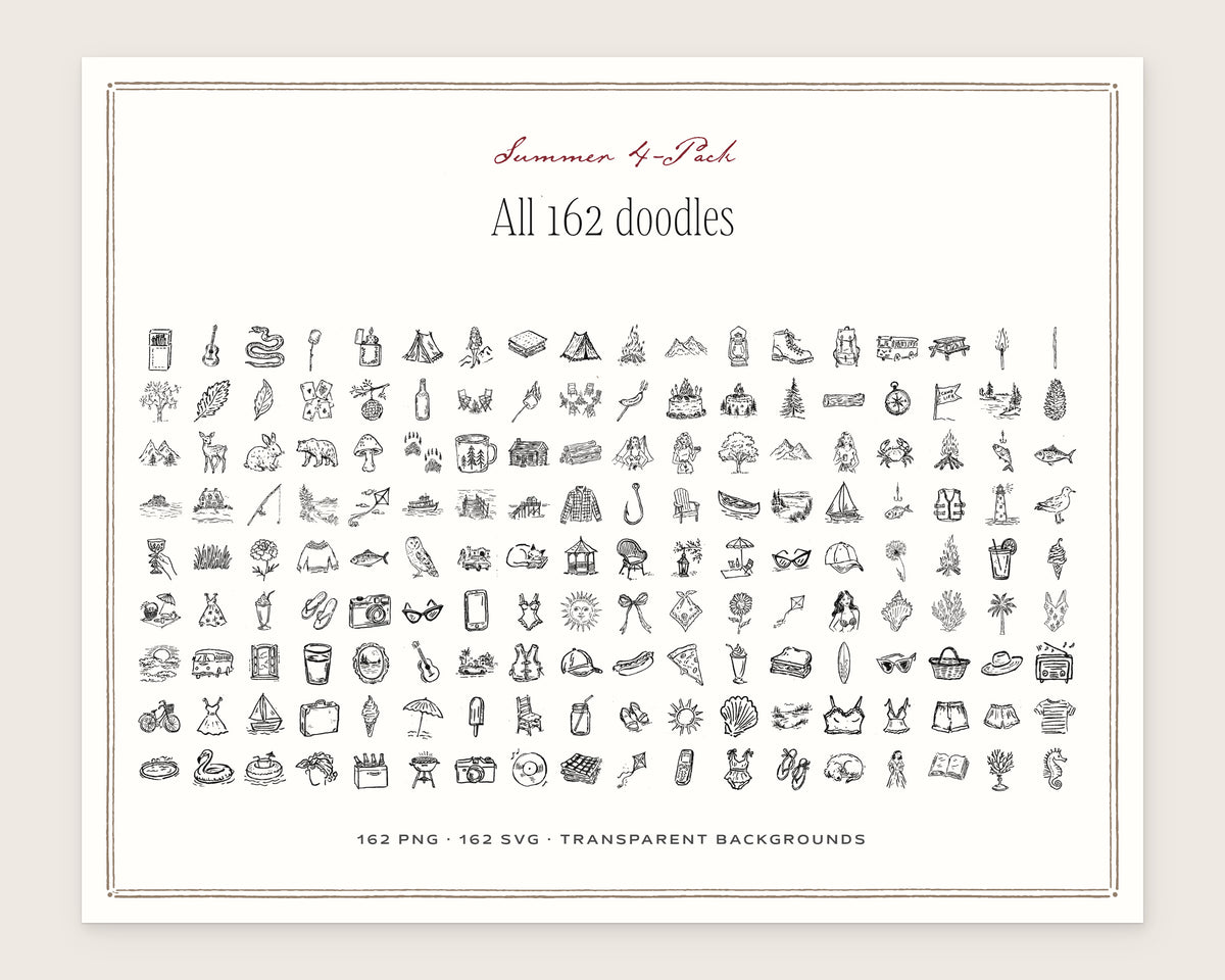 Summer 4-Pack Doodle Bundle, everything in the set