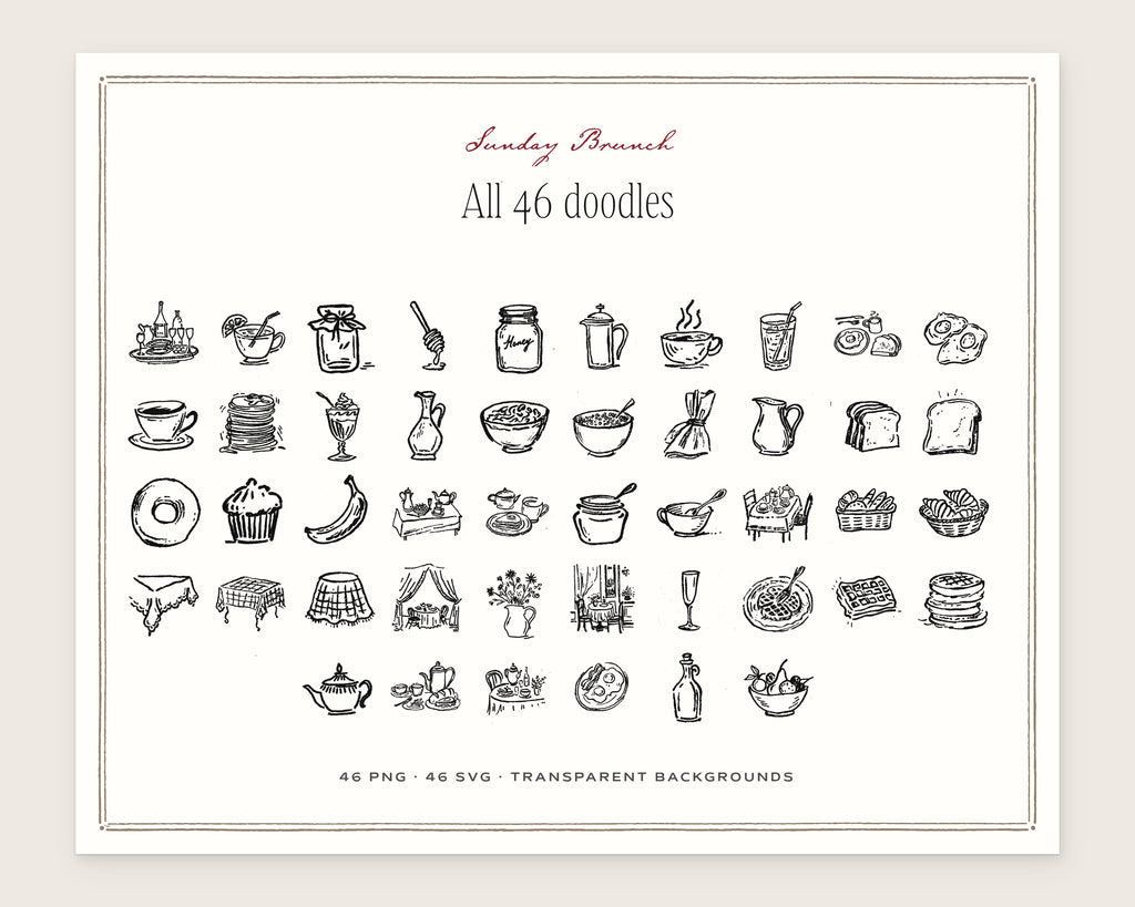 Sunday Brunch Doodle Pack, everything in the set
