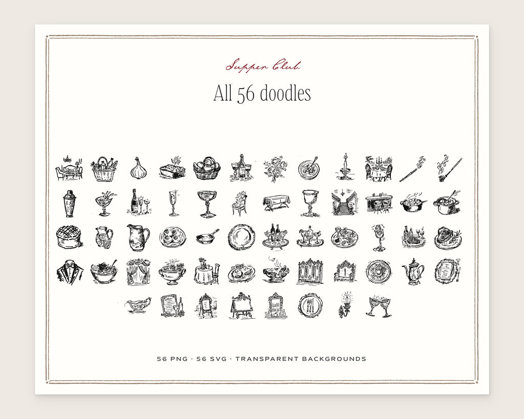 Supper Club Doodle Pack, everything in the set