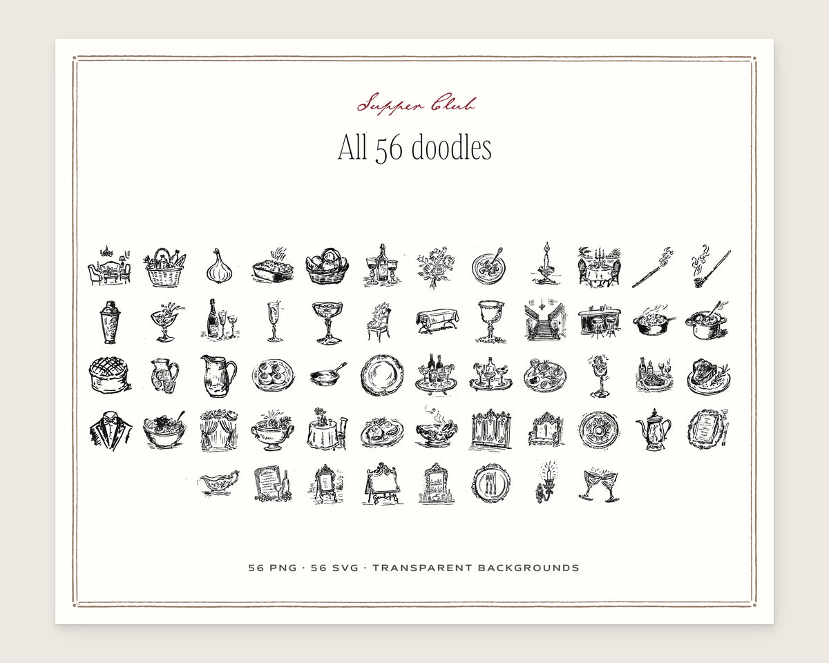 Supper Club Doodle Pack, everything in the set