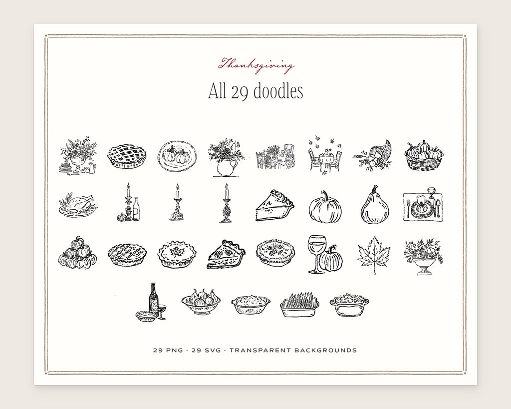 Thanksgiving Doodle Pack, everything in the set