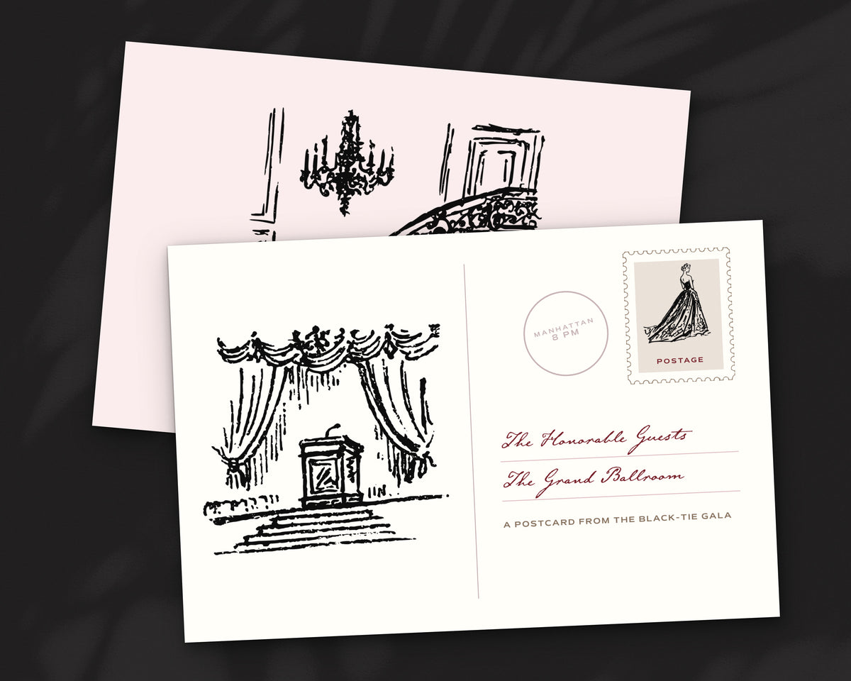 The Black-Tie Gala Doodle Pack, postcard