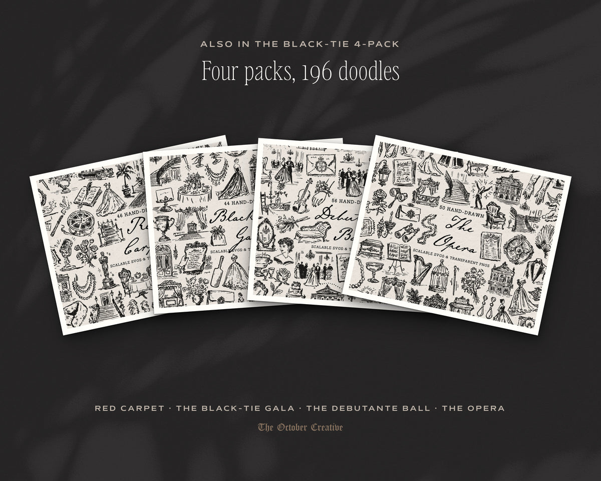 The Black-Tie Gala Doodle Pack, also in the bundle