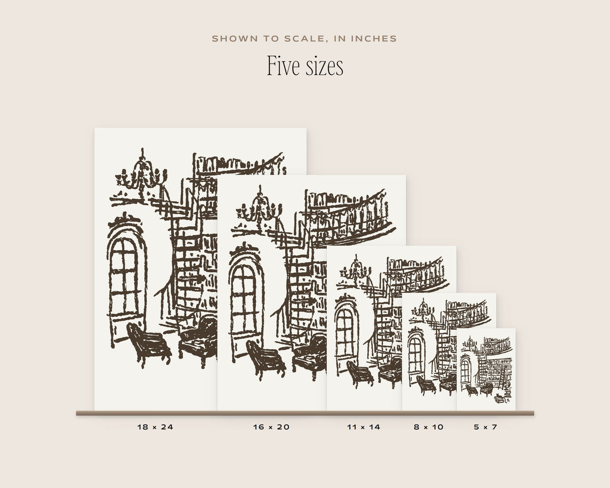 The Bookshelf Art Print, five sizes