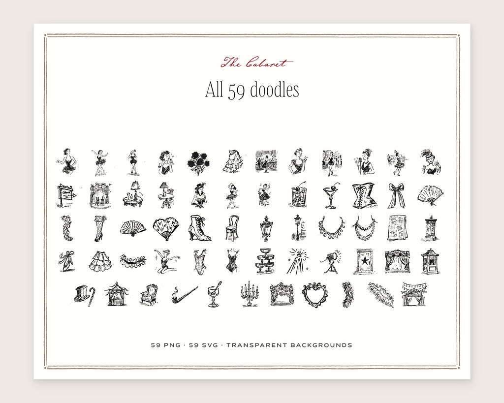 The Cabaret Doodle Pack, everything in the set