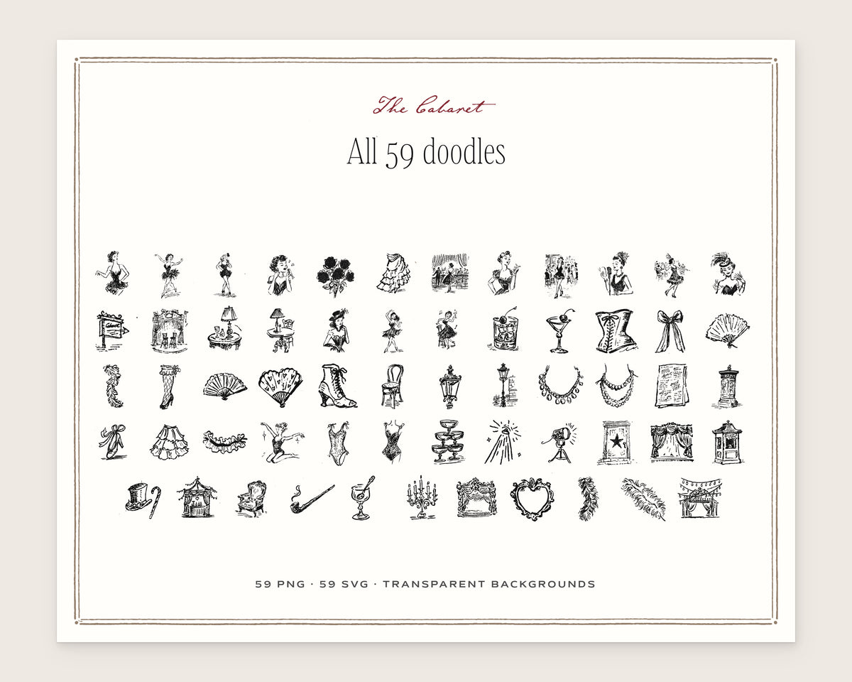 The Cabaret Doodle Pack, everything in the set