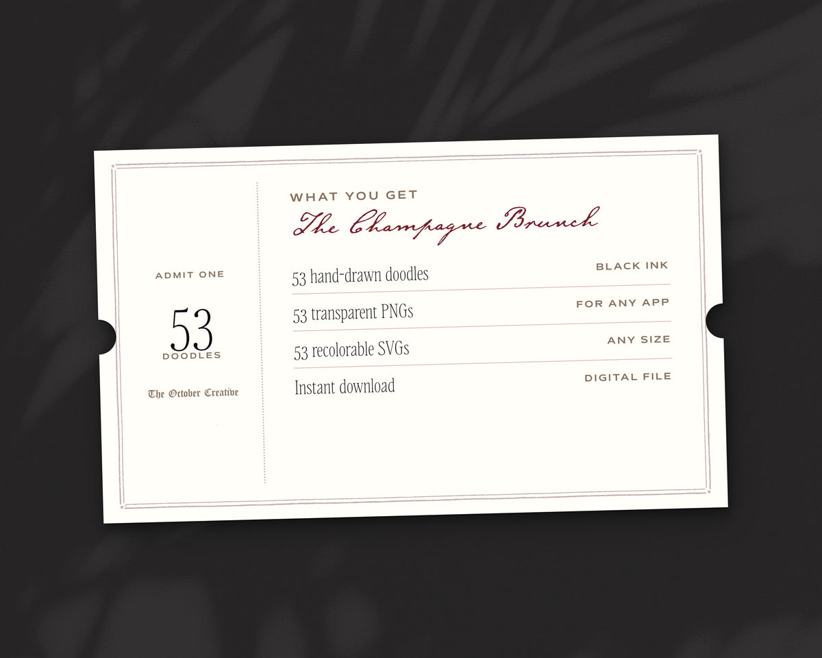 The Champagne Brunch Doodle Pack, what you get