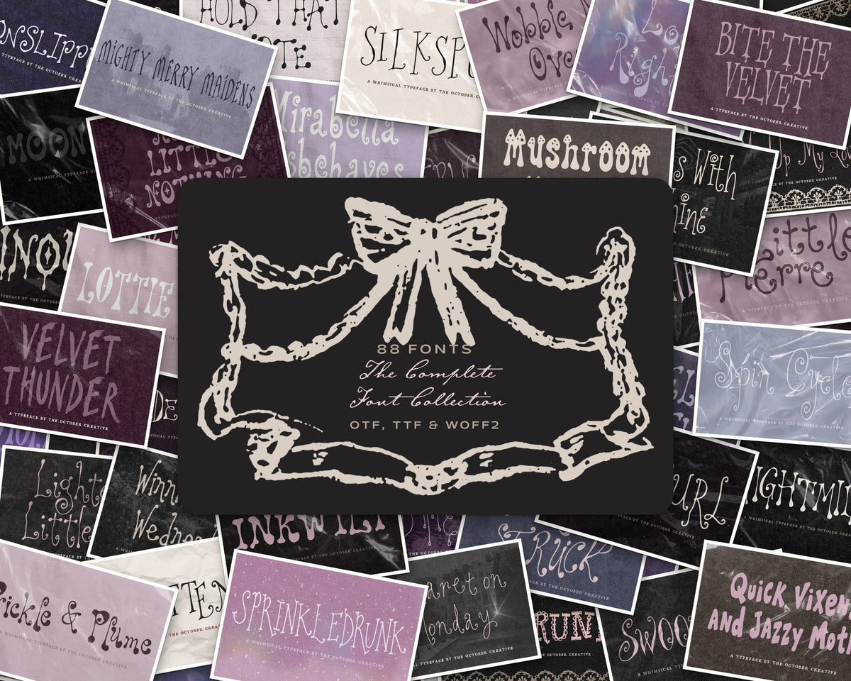 The Complete Font Collection, all 88 font covers piled together