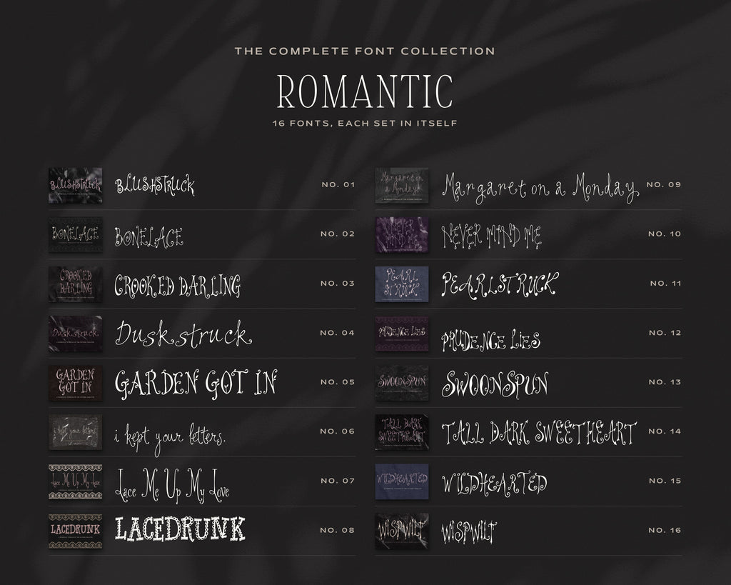The Complete Font Collection, the Romantic fonts