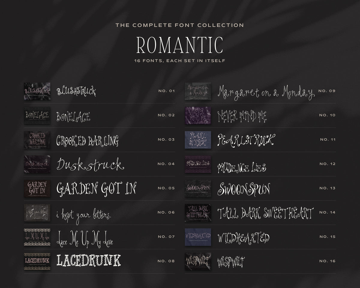 The Complete Font Collection, the Romantic fonts