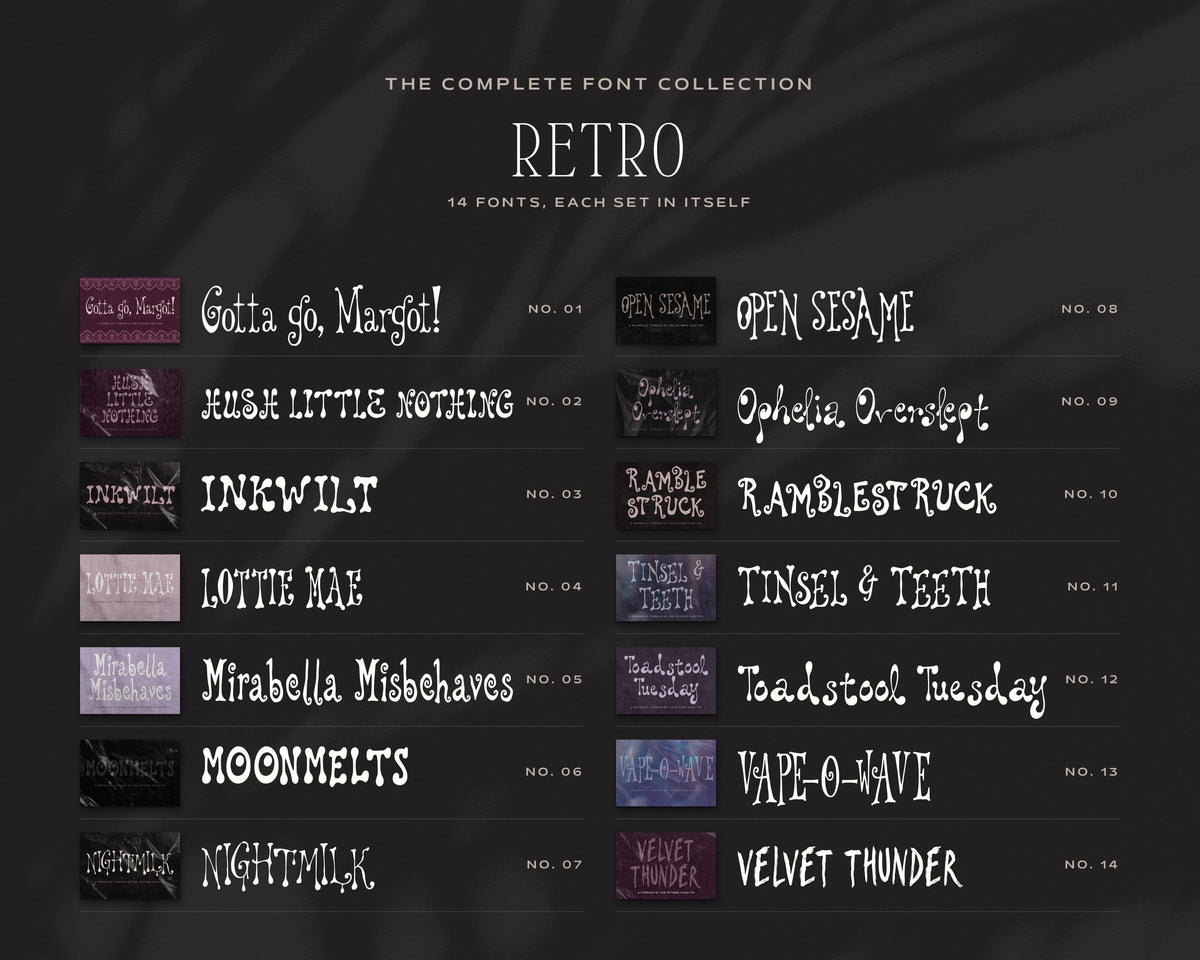 The Complete Font Collection, the Retro fonts