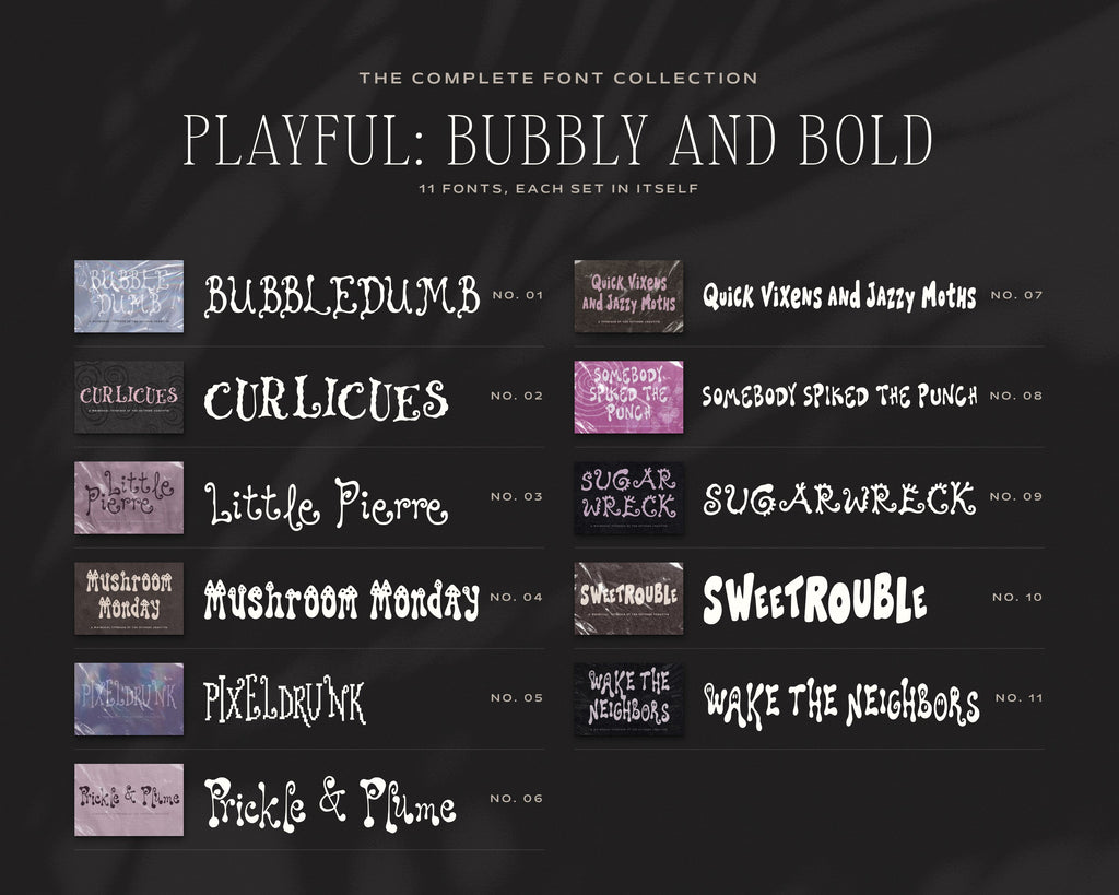 The Complete Font Collection, the Playful bubbly and bold fonts