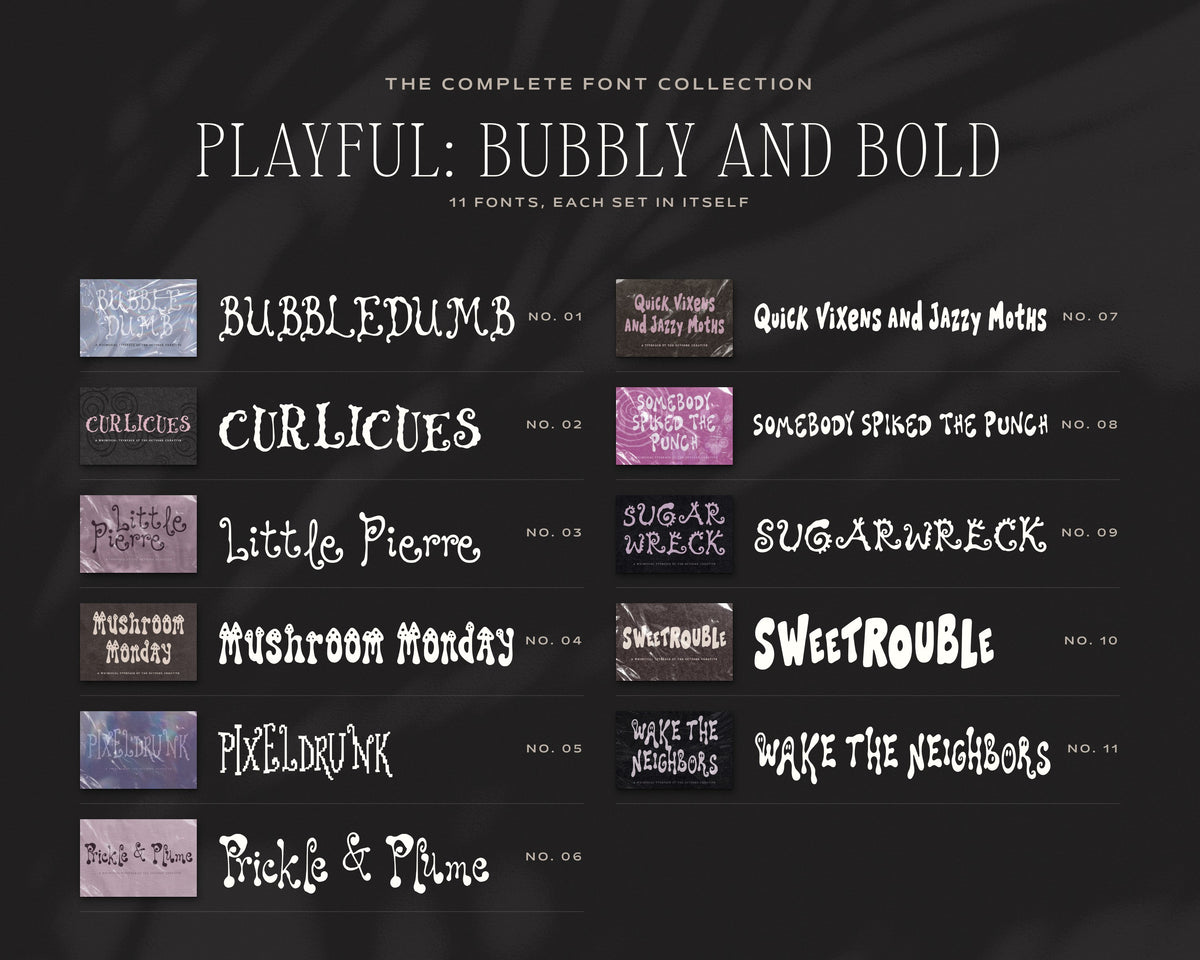The Complete Font Collection, the Playful bubbly and bold fonts