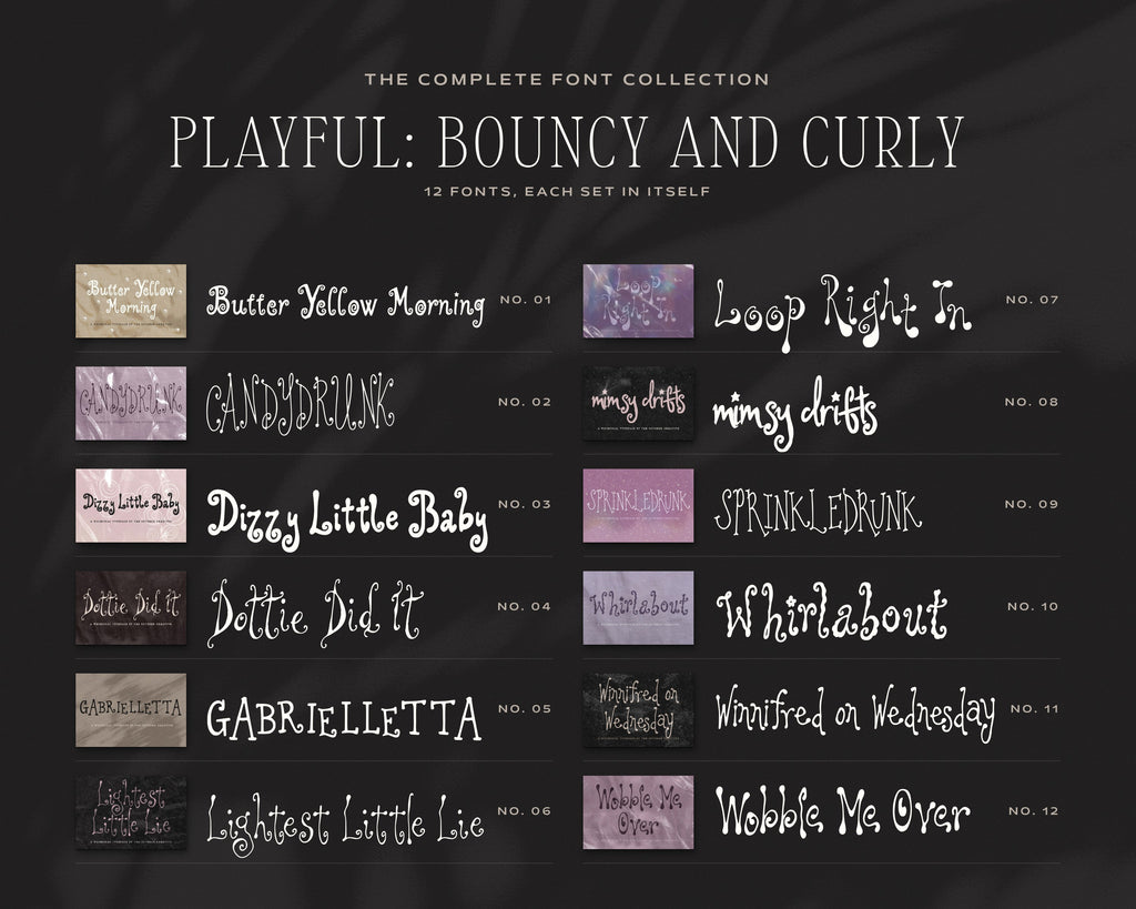 The Complete Font Collection, the Playful bouncy and curly fonts