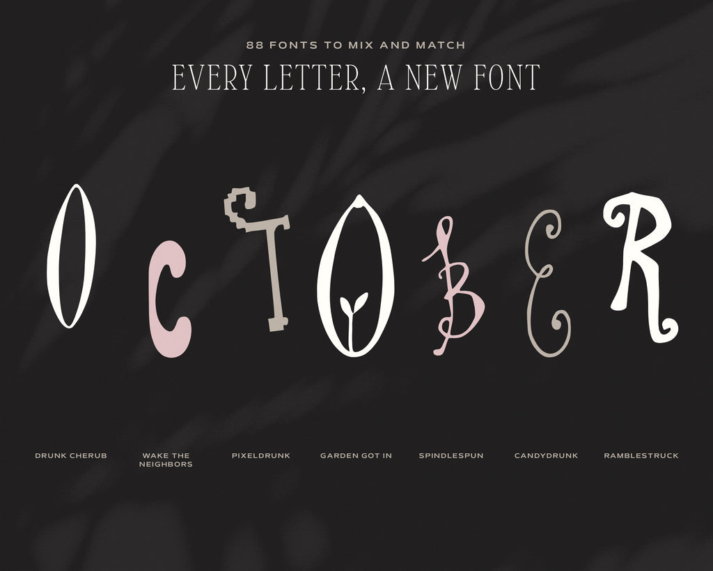 The Complete Font Collection, OCTOBER with each letter in a different font