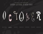 The Complete Font Collection, OCTOBER with each letter in a different font