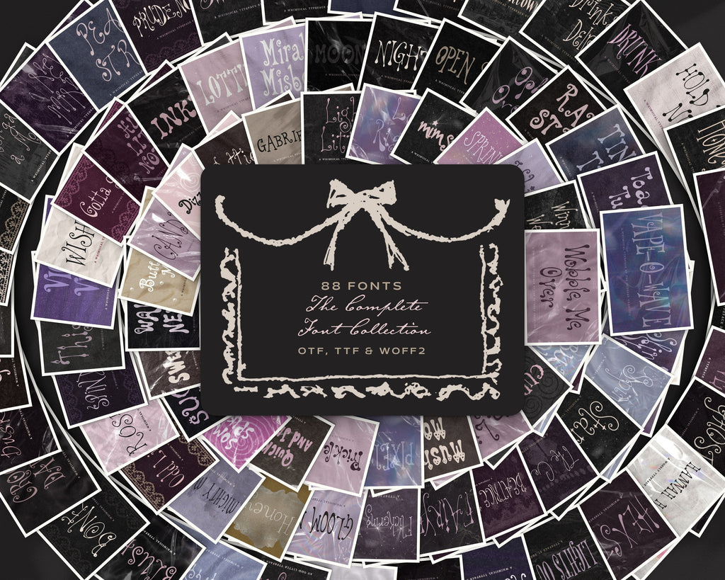 The Complete Font Collection, 88 font covers in a burst