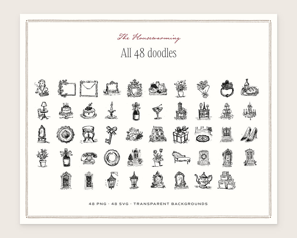 The Housewarming Doodle Pack, everything in the set