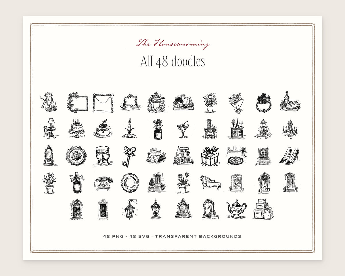 The Housewarming Doodle Pack, everything in the set