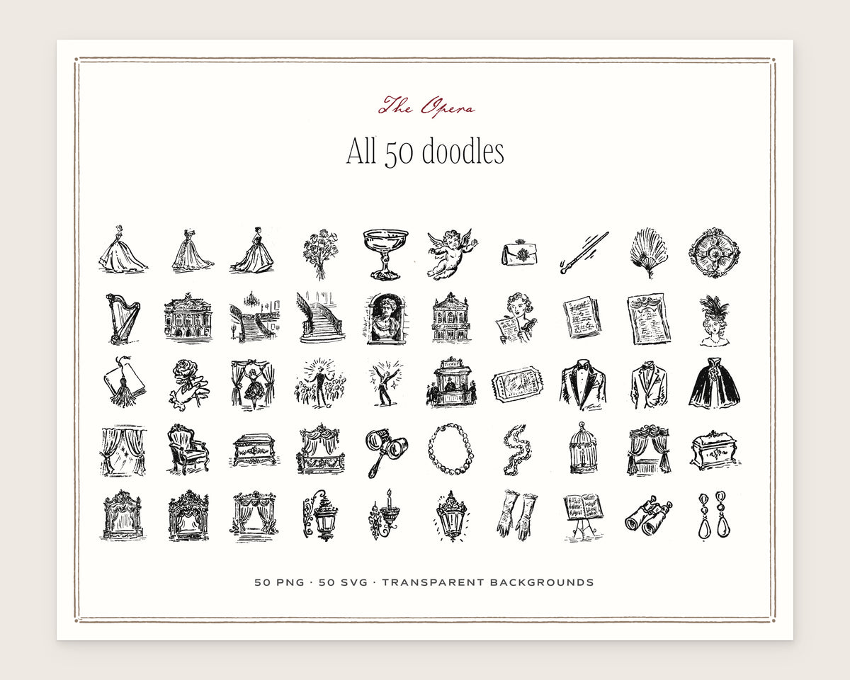 The Opera Doodle Pack, everything in the set