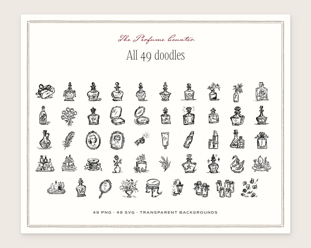 The Perfume Counter Doodle Pack, everything in the set