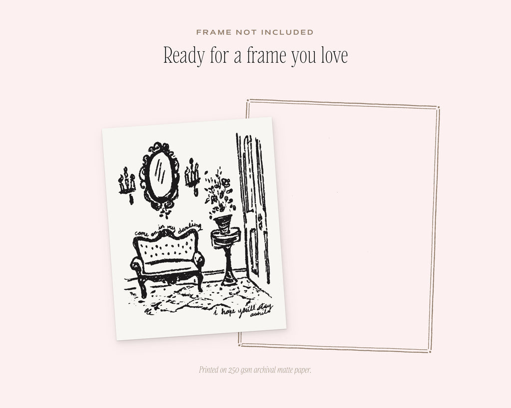 The Settee Art Print, ready for a frame