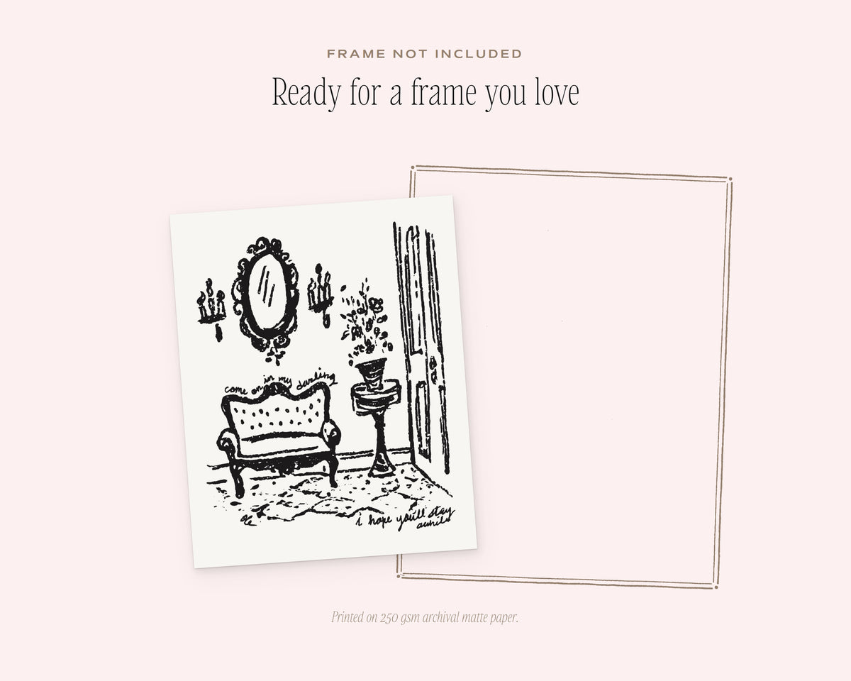 The Settee Art Print, ready for a frame