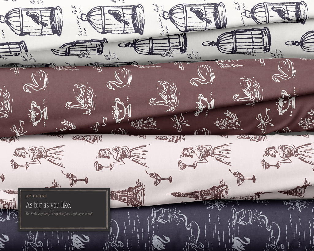 Toile & Vignettes Seamless Pattern Bundle, as big as you like
