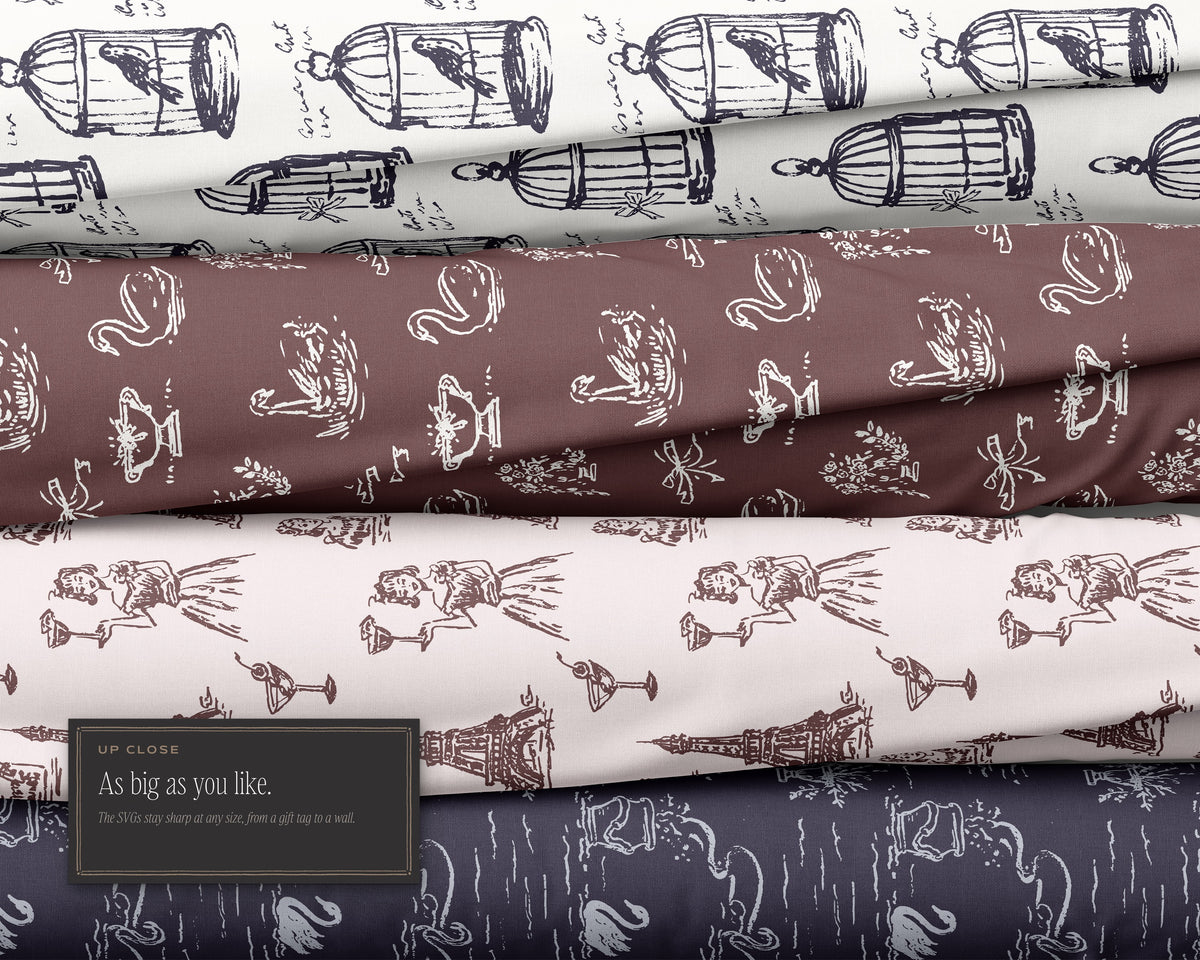 Toile & Vignettes Seamless Pattern Bundle, as big as you like