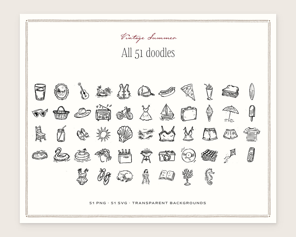 Vintage Summer Doodle Pack, everything in the set