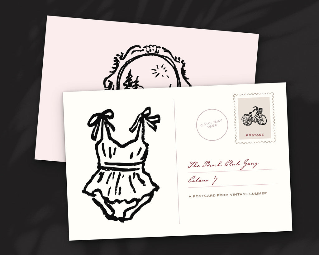 Vintage Summer Doodle Pack, postcard
