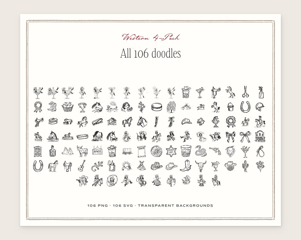Western 4-Pack Doodle Bundle, everything in the set