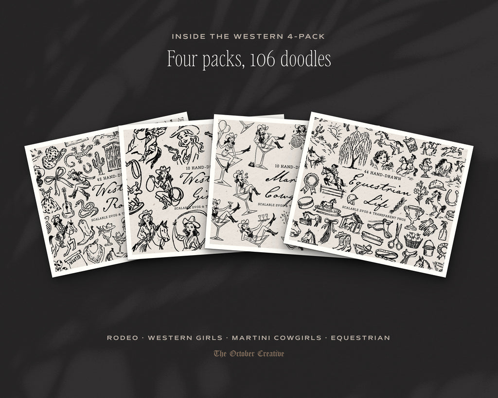 Western 4-Pack Doodle Bundle, the four packs inside