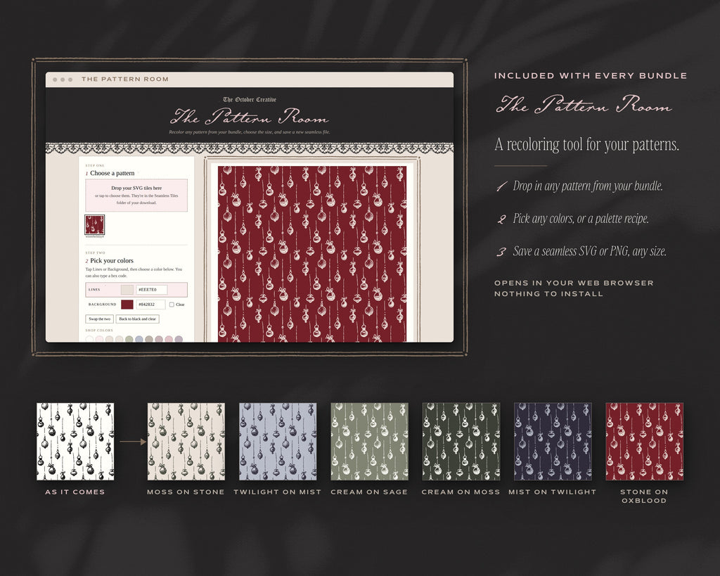 Winter Holiday Seamless Pattern Bundle, The Pattern Room recoloring tool
